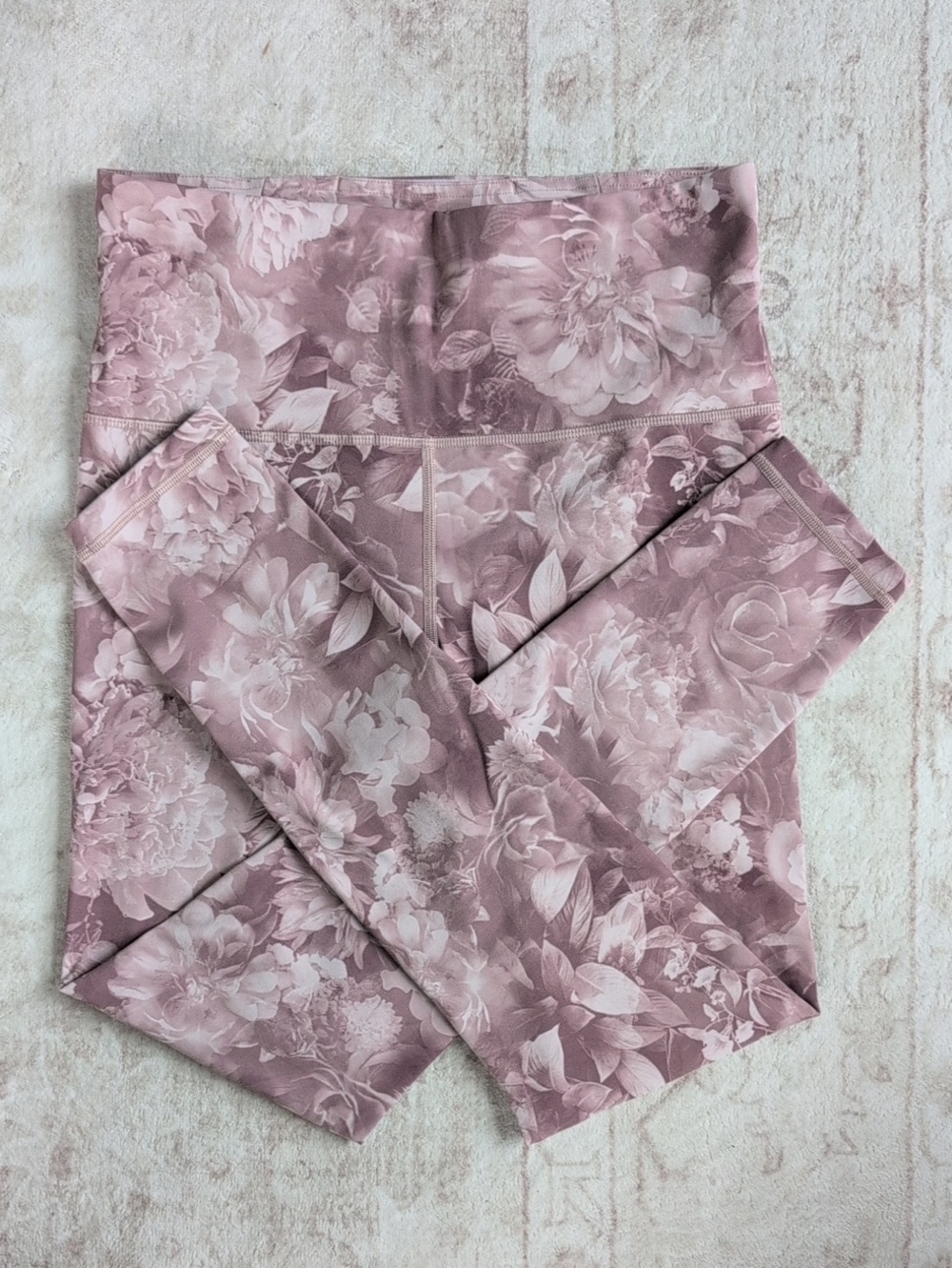 Athleta Antoinette Velvety Pink Floral Leggings - Mauve, Size Small